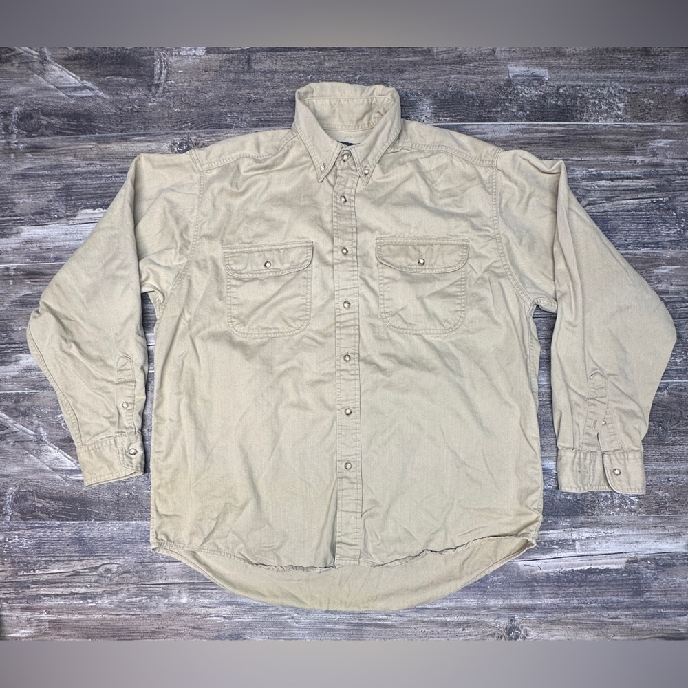 Y2K Tan Work Shirt - Outdoors - Button Down - Northeast Outfitters - XL - GUC
